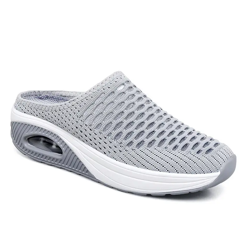 Women's Hollow Mesh Surface Casual Half Slippers Slip-on Mom Shoes