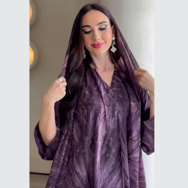 Printed Flower Cardigan Scarf Two piece Set Purple - Shop at LoveMi