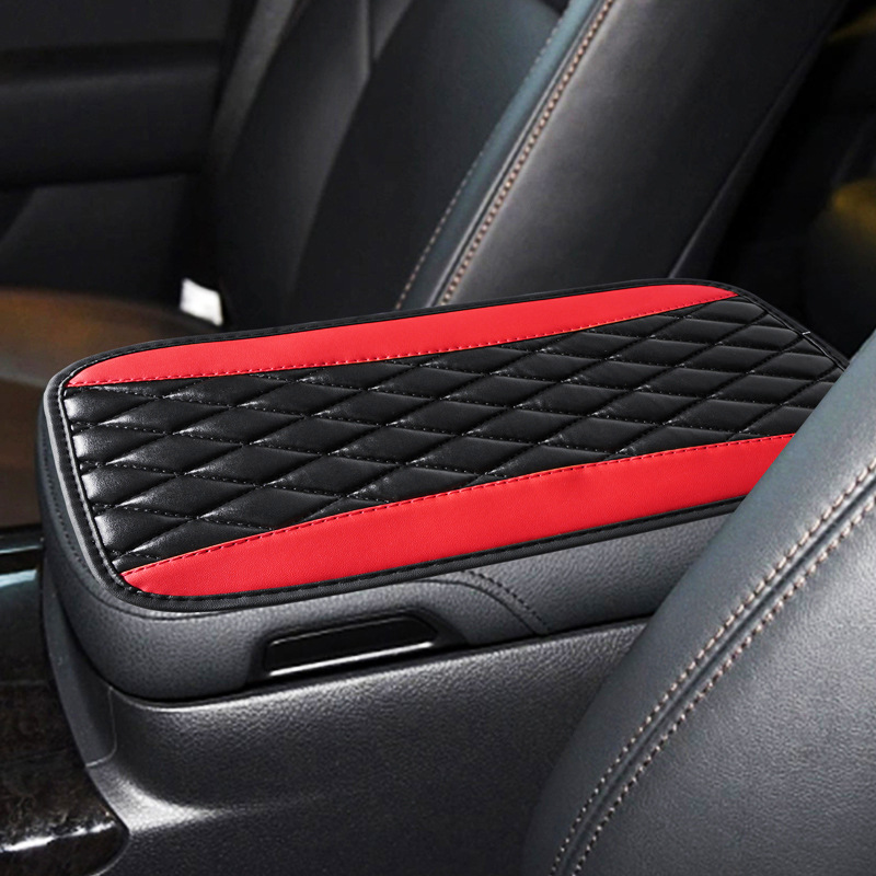 Car Armrest Box Cushion PU Leather Embroidered Non-slip Mat — image 1