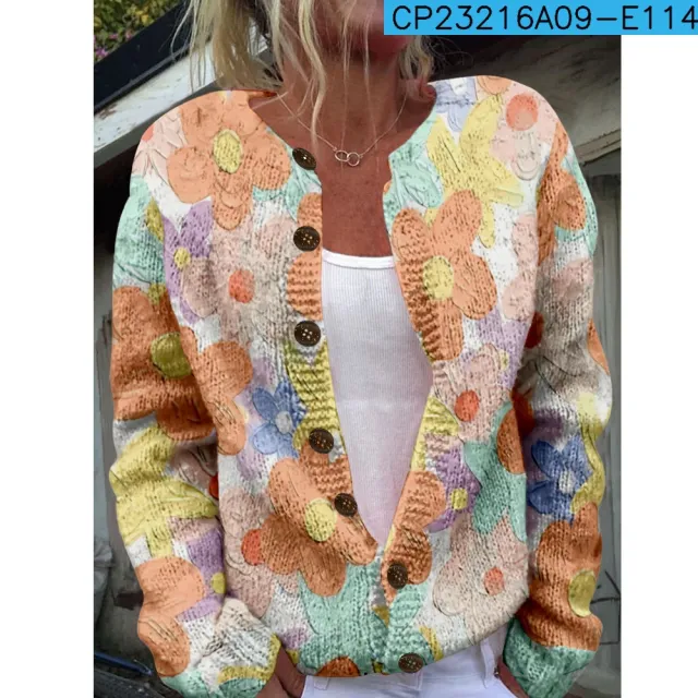 New Women's Autumn And Winter Style Loose 3D Printed Knitted Cardigan Sweater 9 Style - Shop at LoveMi