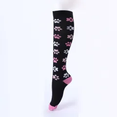 Women's Sports Compression Stockings High Elastic - Small Dog Paw Prints - View 1
