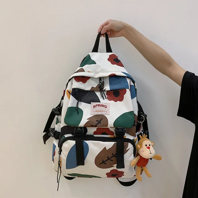 High School And College Student Mori Style Contrast Color Travel Backpack White - Shop at LoveMi