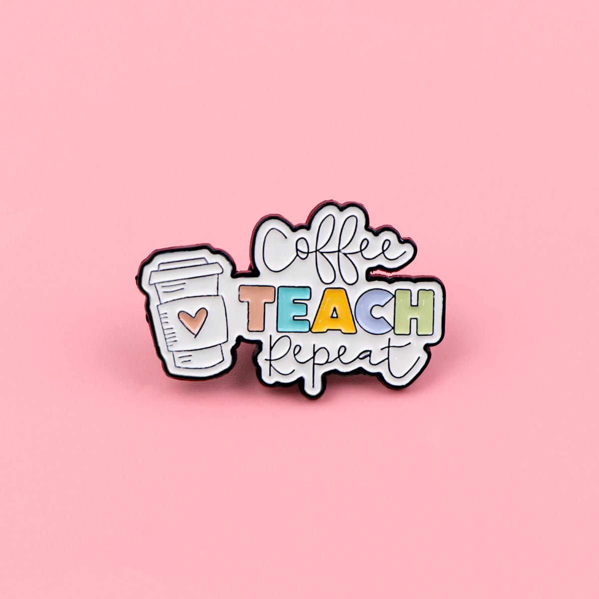 Coffee Quote Cartoon Metal Badge Brooch