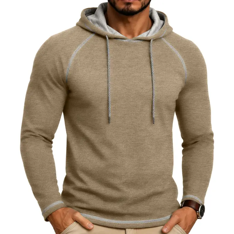 Mens Hooded Long-sleeve T-shirt Sports Top