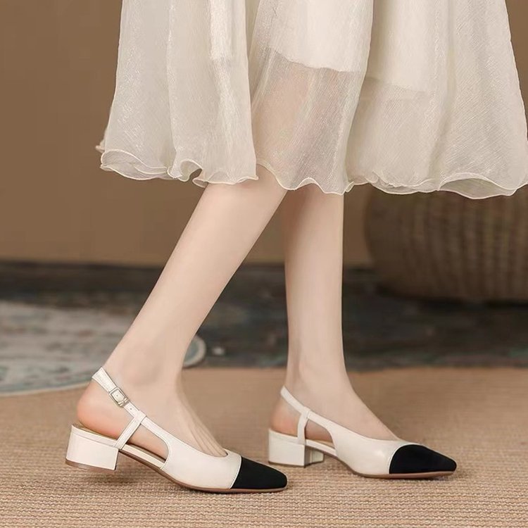 Color-blocked Backless Closed-toe Sandals For Women