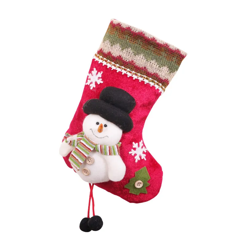 Christmas Stockings Gift Bag Flannel Small Size Hanging Decorations - Snowman