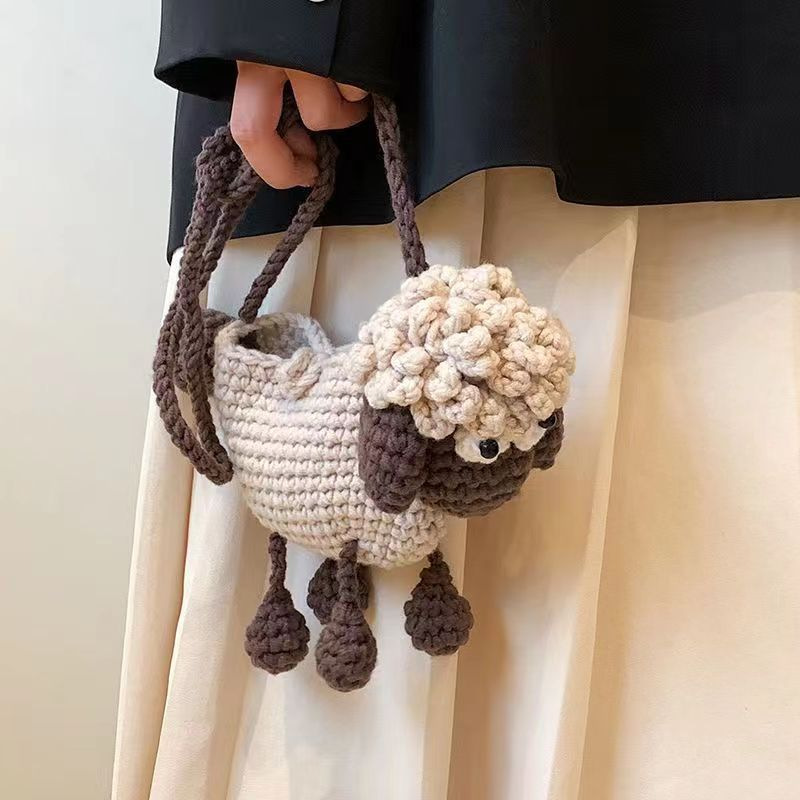 Cute Funny Little Sheep Children's Wool Knitting Knitted Messenger Bag