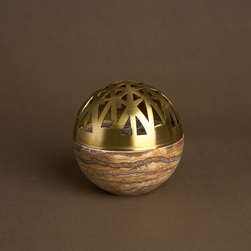 Marble aromatherapy ornament sphere incense burner (brown)