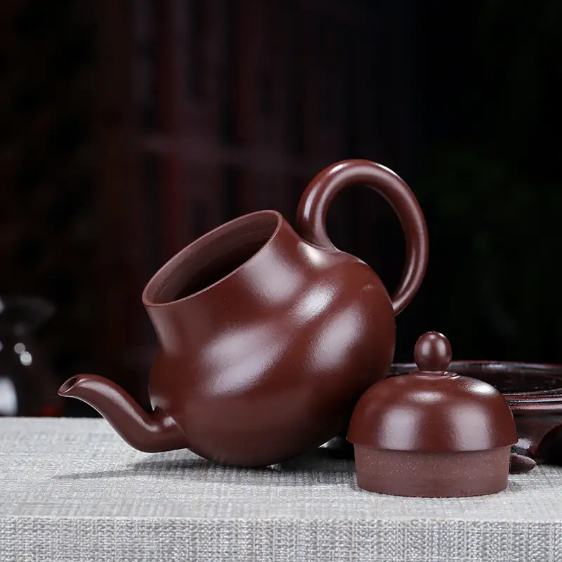 Yixing Purple Clay Teapot Siting Purple Cinnabar Sand Handmade Factory Direct Sales Yixing Teapot Gift