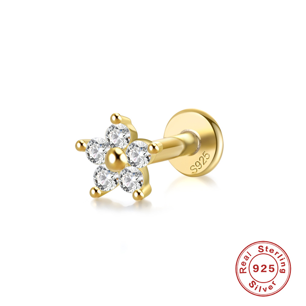 Minimalist Flower Horse-Eye Sunflower Diamond-Encrusted Sterling Silver Earrings