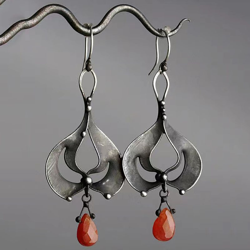 Irregular Hanging Ethnic Style Retro Old Metal Hand-wound Earrings
