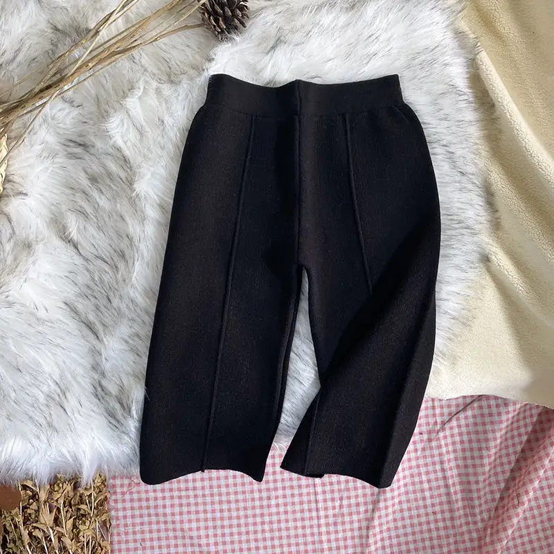 Children's Thickened Knitting Straight-leg Pants Casual Wide-leg
