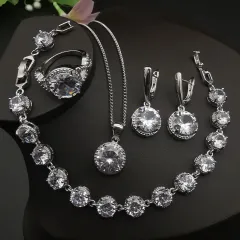 European And American Style Jewelry Round Diamond Set - White - View 1