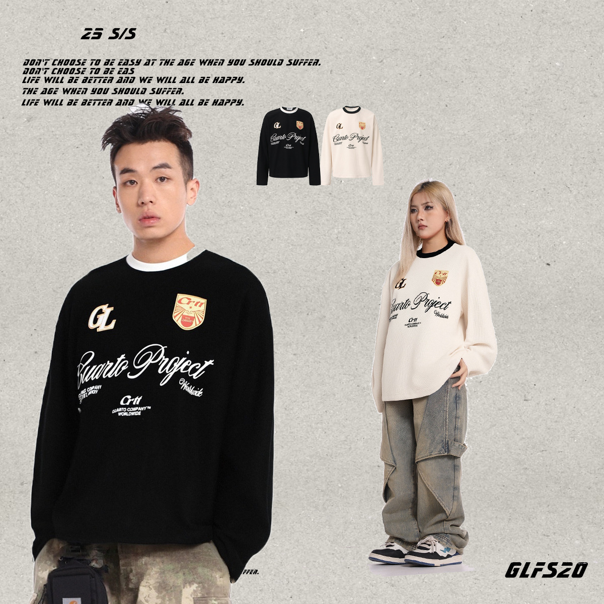 $20.03 Niche Color-Block Waffle-Knit Men's Minimalist Letter Long-Sleeve Hoodie