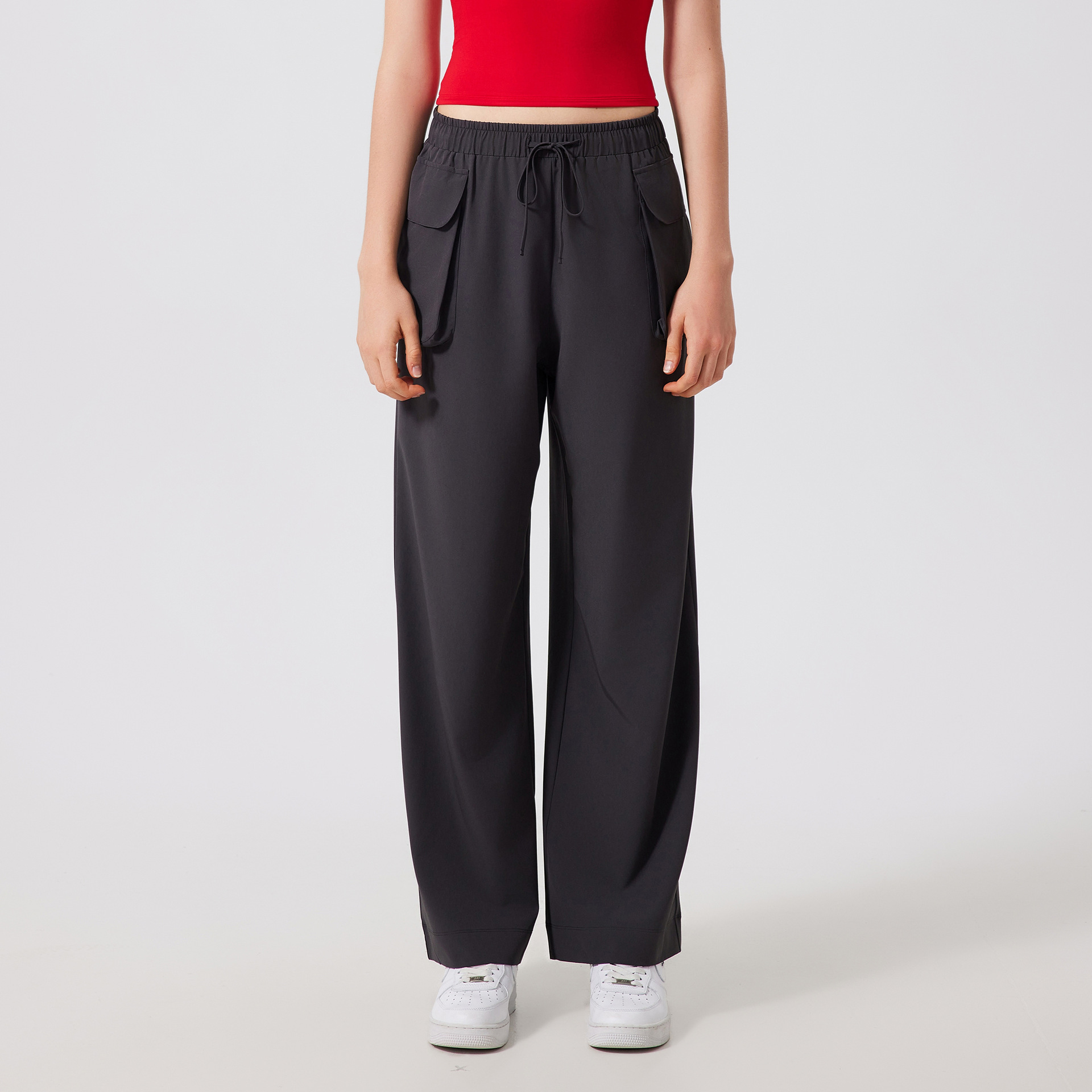 Women's Lightweight Quick drying Fitness Yoga Pants Double Pocket Straight Cargo Casual Pants Tobacco Brown - Shop at LoveMi