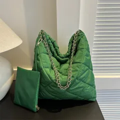Rhombus Large Capacity Totes Shoulder Bag - Green - View 1