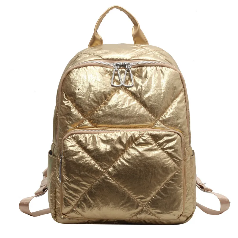 Embroidery Thread Backpack Girls Shopping Korean Simple All-match Cotton - Gold