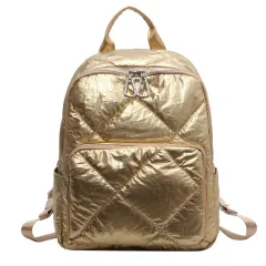 Embroidery Thread Backpack Girls Shopping Korean Simple All-match Cotton - Gold - View 1