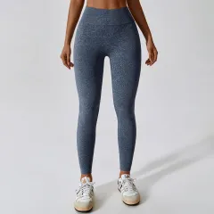 Belly Contracting Hip Lifting Running Sports Quick-drying Camouflage Printing Nude Feel High Waist Yoga Pants - Purple Blue - View 1