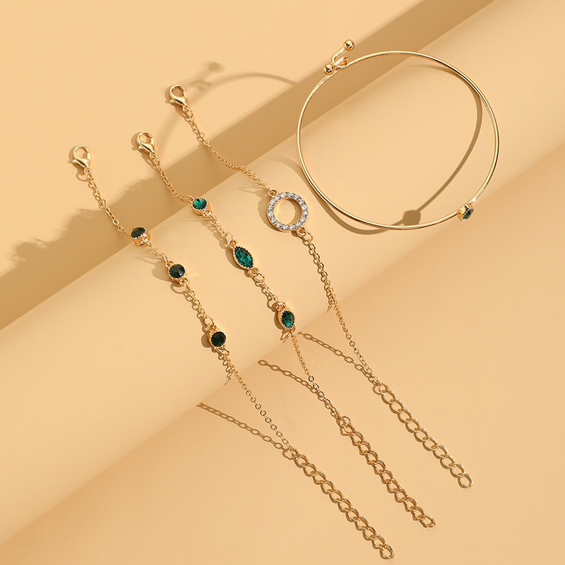 Geometric Rhinestone Bracelet Water Drop Bracelet Suit