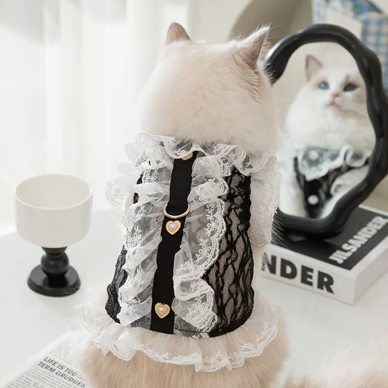 Cat Clothes Lace Traction Vest Puppy Kittens Thin Pet
