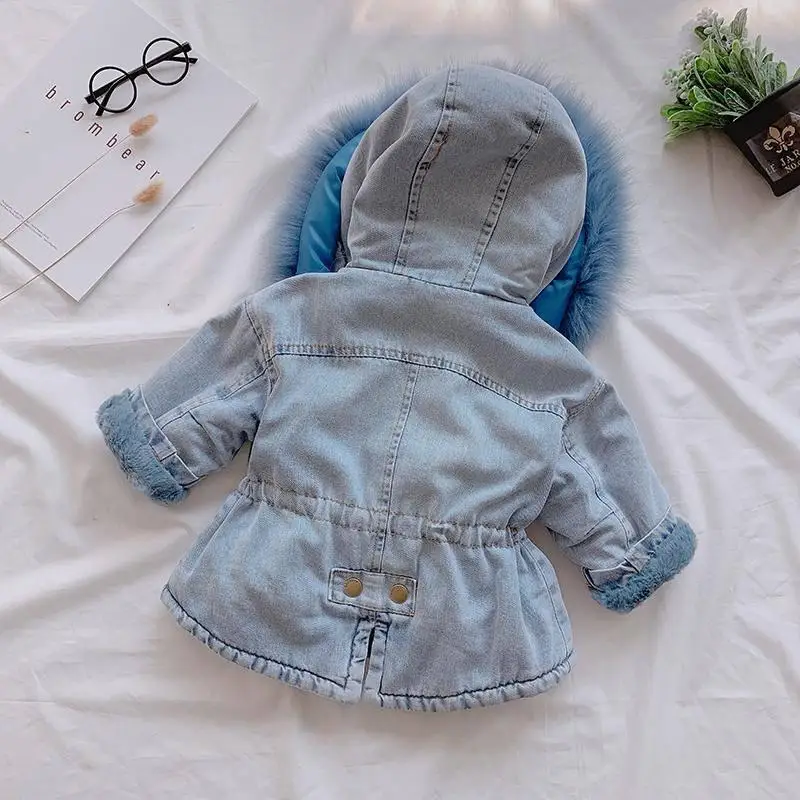 Title 4, Girls denim plus velvet jacket autumn and wint...