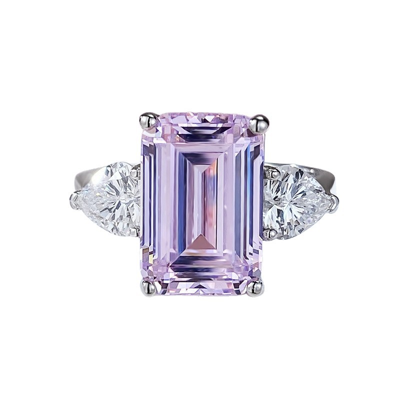 Sterling Silver RingNiche DesignSugar Cube Diamond RingEuropean And American Style