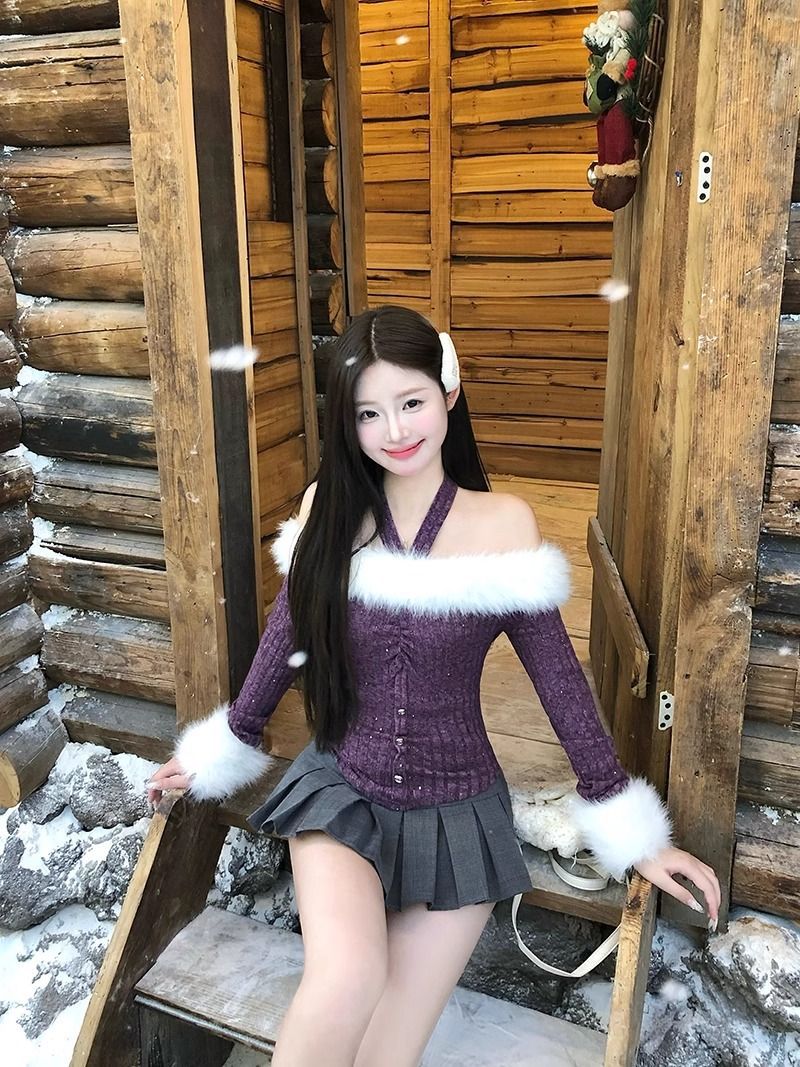 Lila Damenpullover – Detail Saum