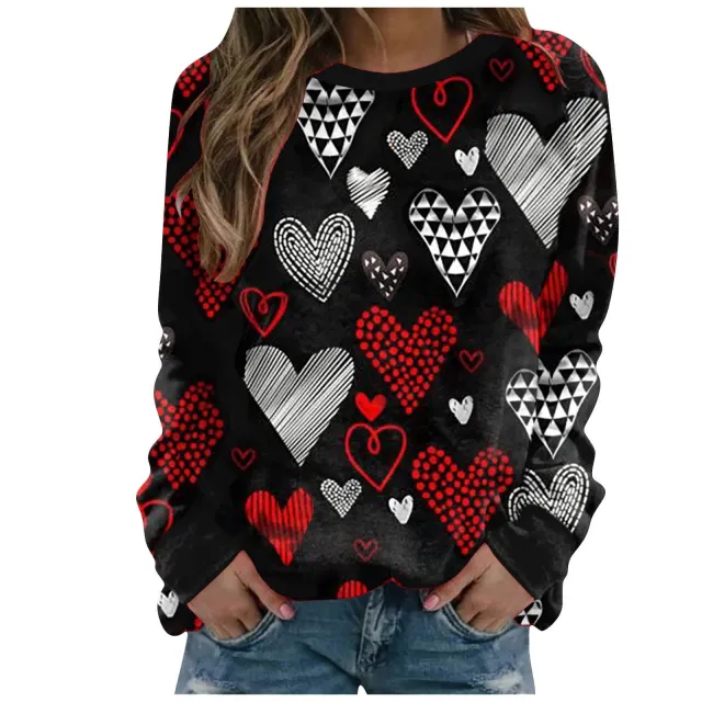 Pattern Printing Long Sleeve Loose Sweatshirt Rhza221411U - Shop at LoveMi