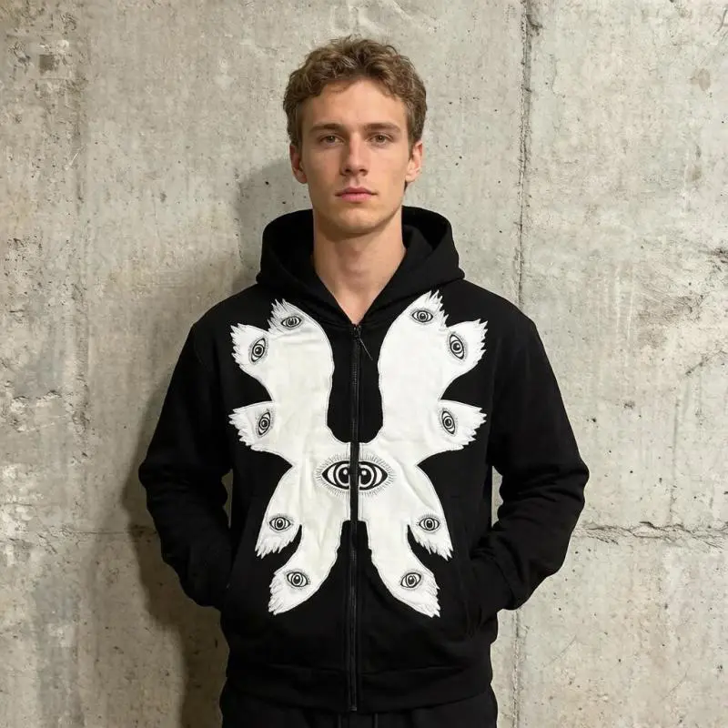 Loose-fitting Hooded Cardigan Sweatshirt