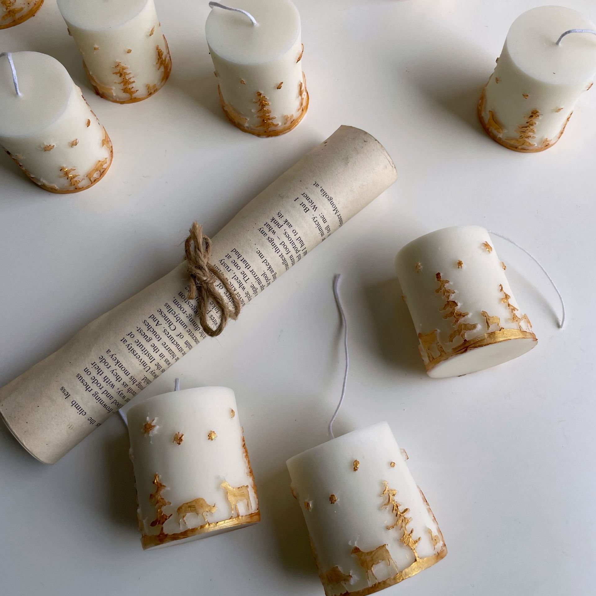 Title 8, Christmas Candle Hand-painted Relief Cylinder