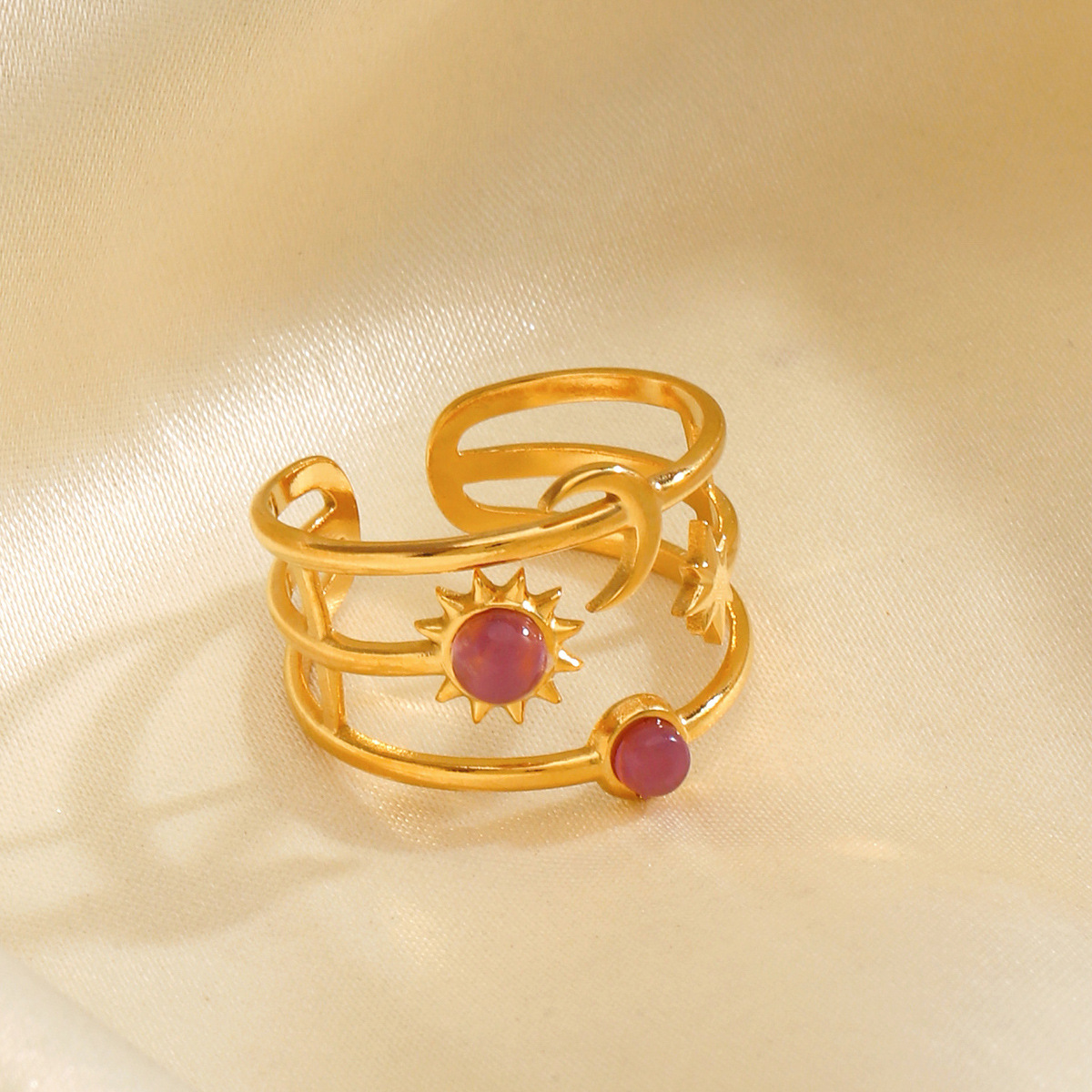 Instagram-style Open Ring With Star And Sun Design