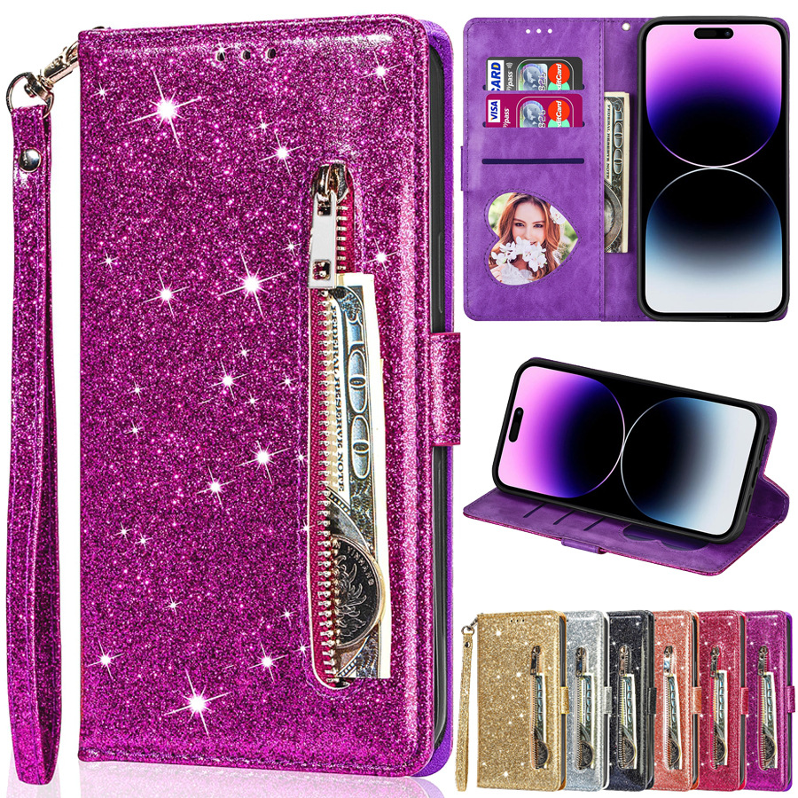 Zipper Mobile Phone Leather Case Flip Card - Image 7