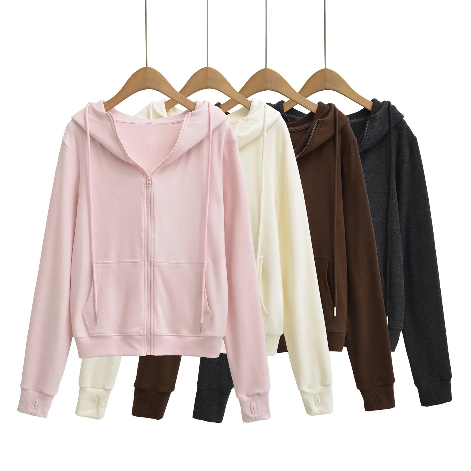 Autumn Fleece-Lined Drawstring Hoodie For Women