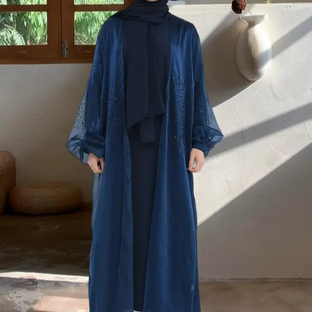 Lady Mesh Robe Coat Two piece Set Dark Blue - Shop at LoveMi