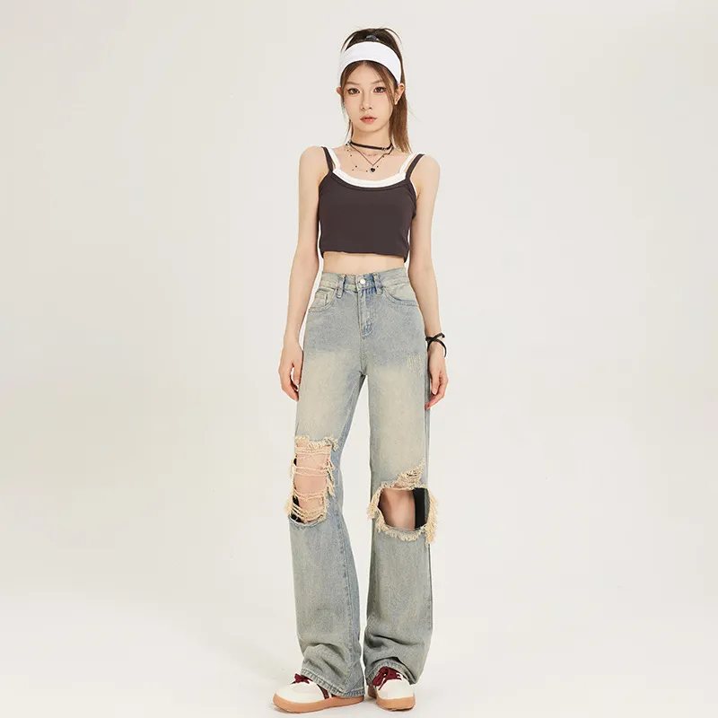 Fashion Personality Retro Jeans For Women - Nostalgic Lengthened