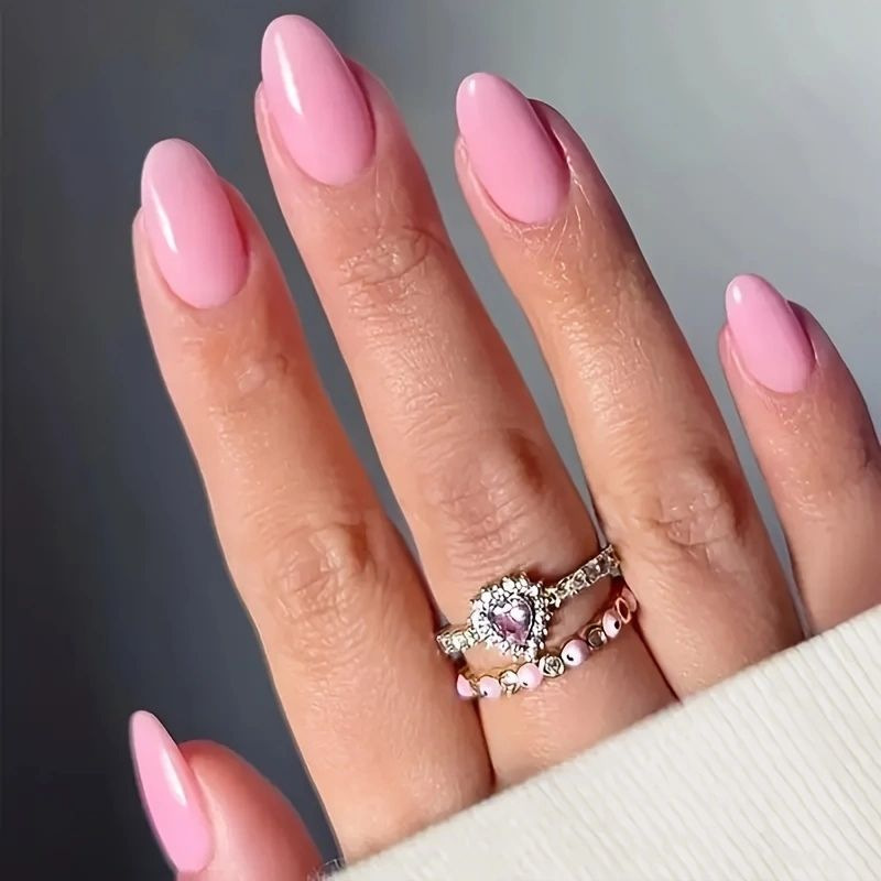 Nail Art Solid Color Series Solid Color Long Almond-Shape Press On Nails