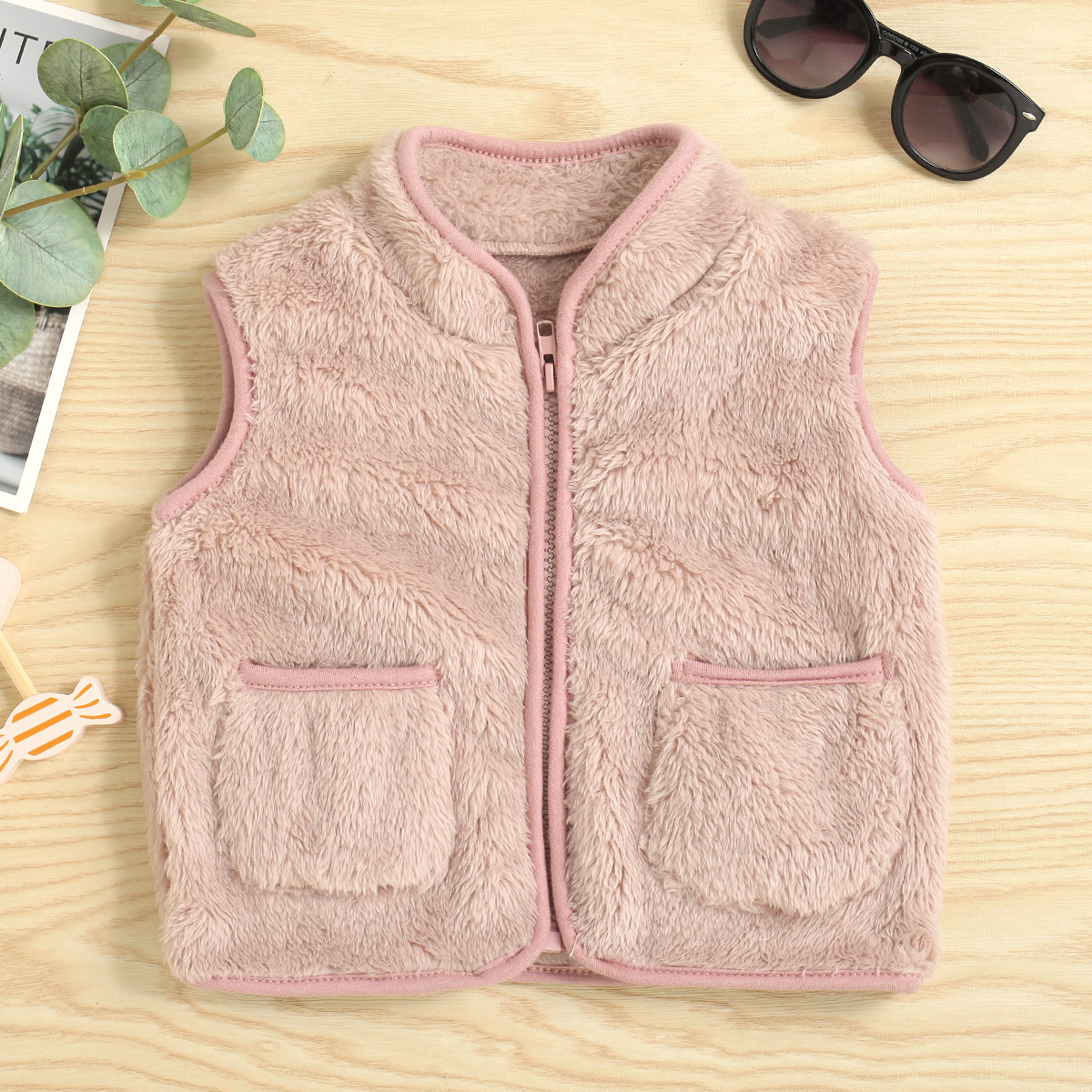 Winter Cardigan Cotton Zipper Vest Lotus Color - Shop at LoveMi