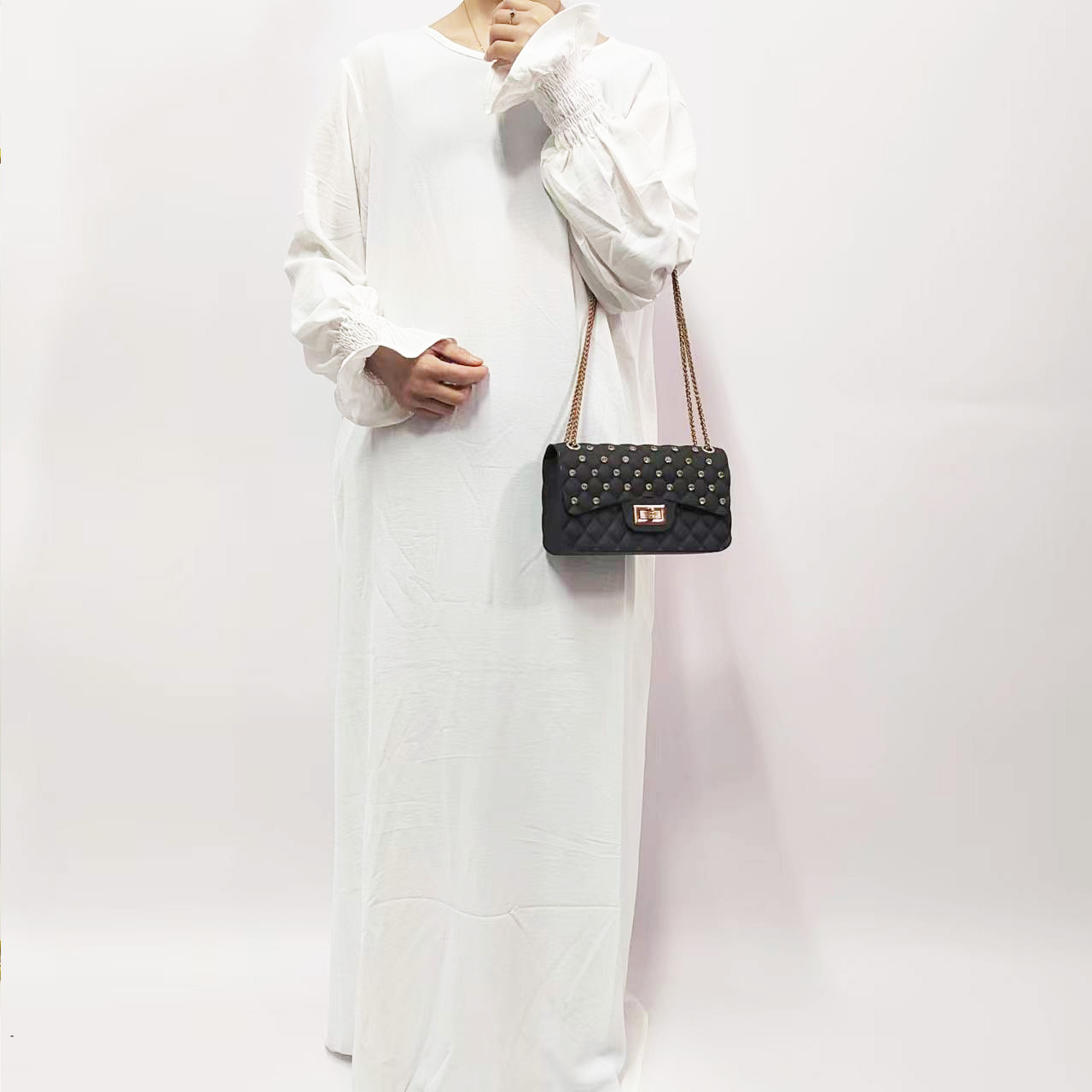 Women's Loose Solid Color Bell Sleeve Dress