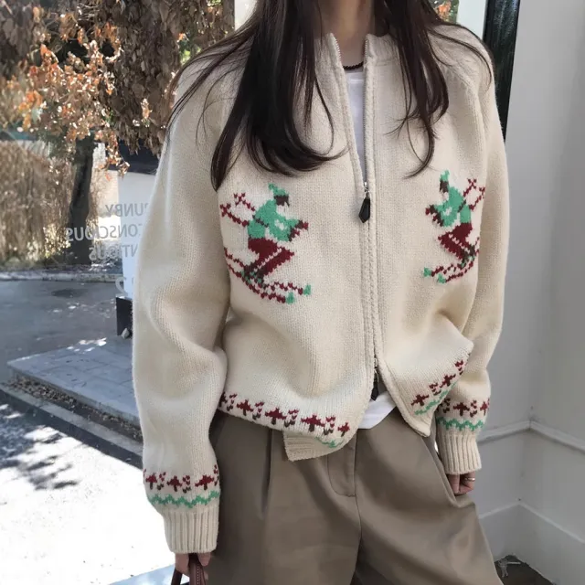 Women's Fashionable Warm Crocheted Sweater Coat Apricot - Shop at LoveMi