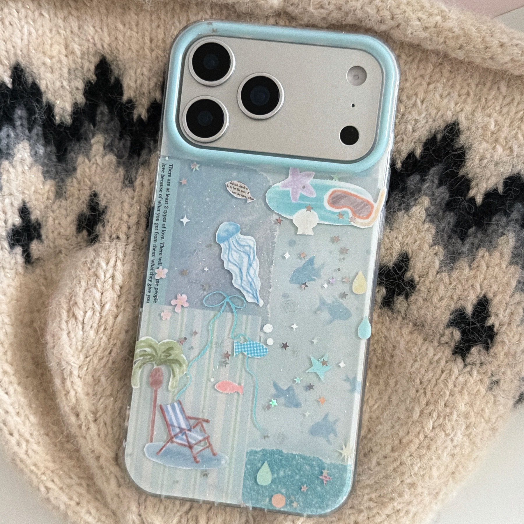 Double-layer Glitter Blue Ocean Jellyfish Phone Case