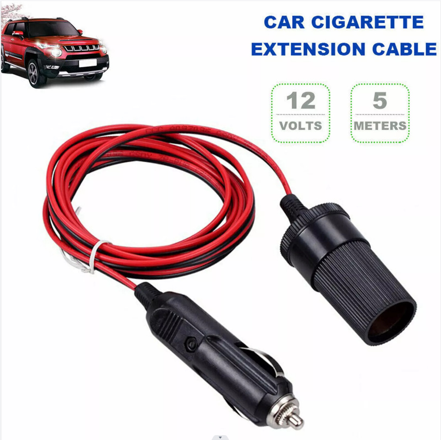 12V5M Car Electrical Appliance Extension Cord With US-style Cigarette Lighter Plug