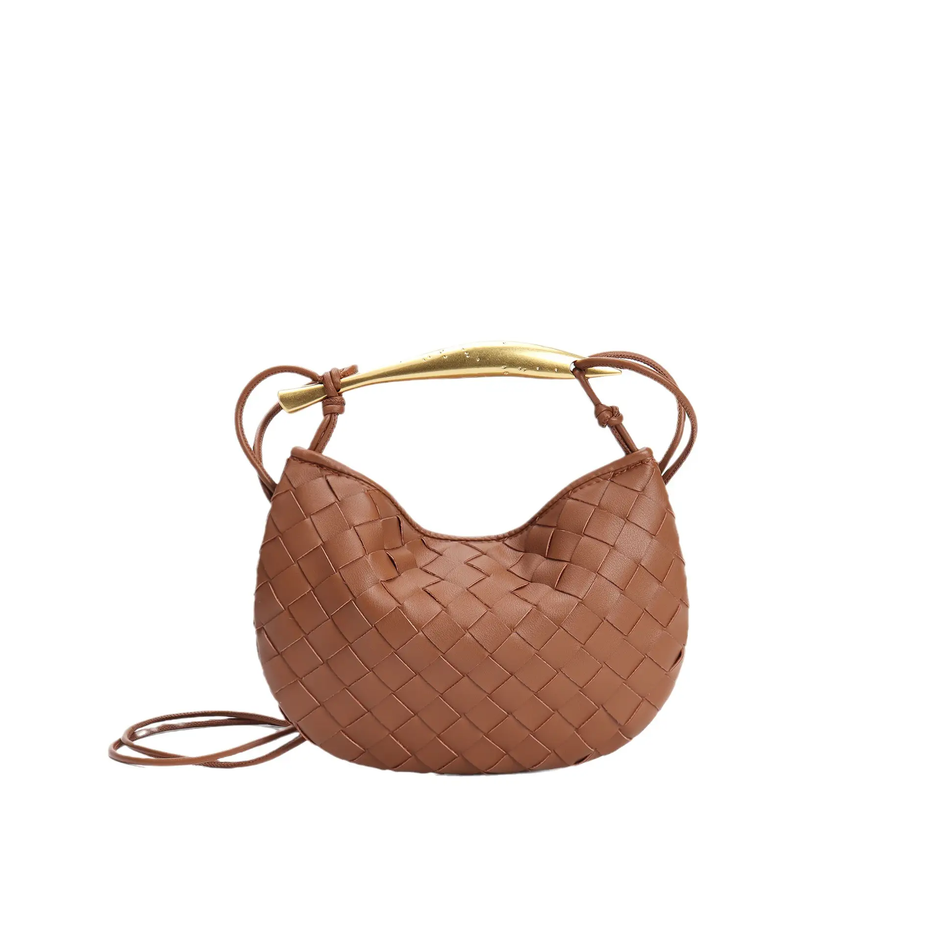 Woven Bag Fashion Cattlehide Leather Commuter Portable Shoulder Crossbody Bag