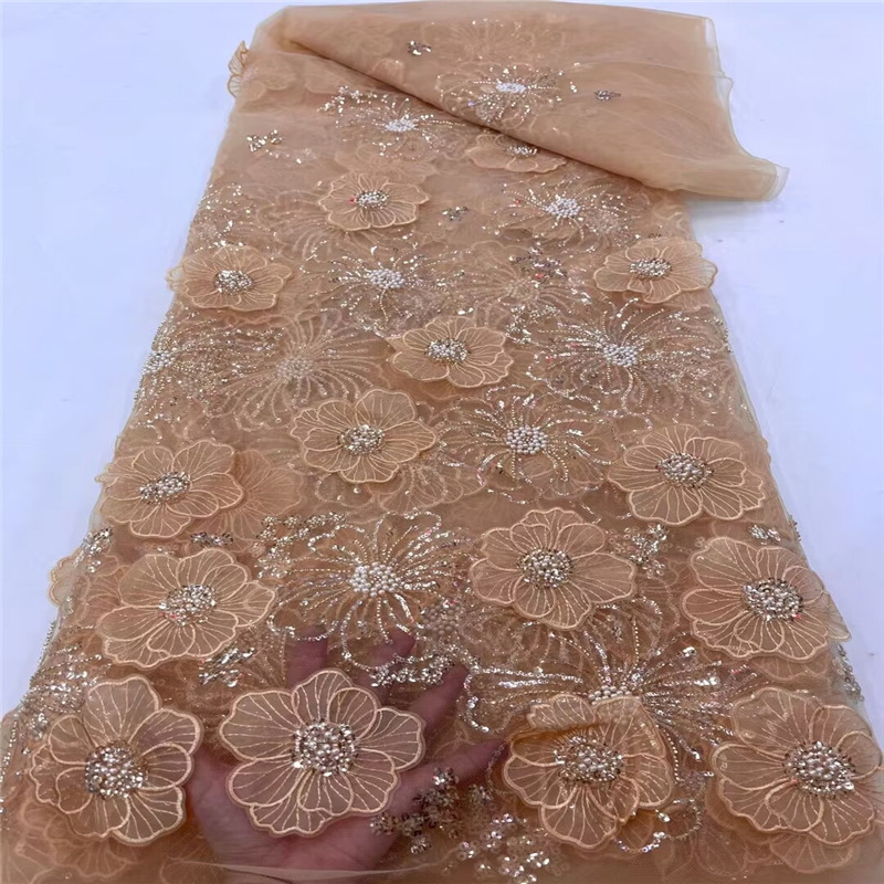 Three-dimensional Embroidered Mesh Fabric Sequin Bead Tube Embroidery - Image 26