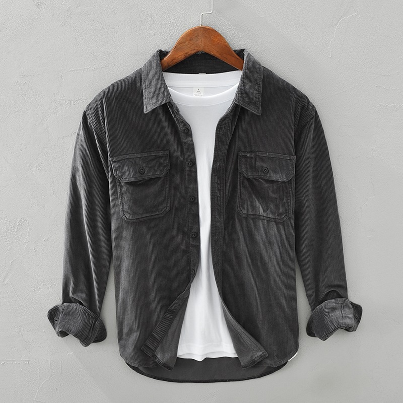 $10.13 Spring Students Hong Kong Style Fashion Brand All-matching Loose Solid Color Work Clothes Shirt Coat