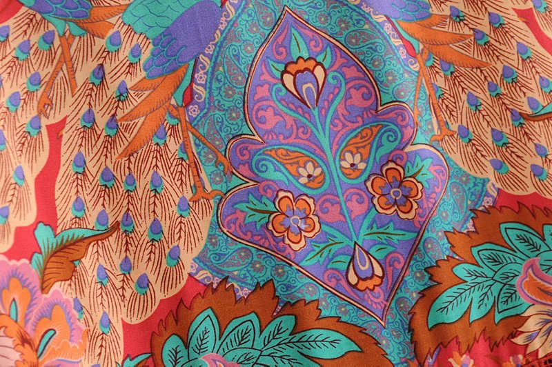 Flamboyant Boho Blouse in Red and Blue
