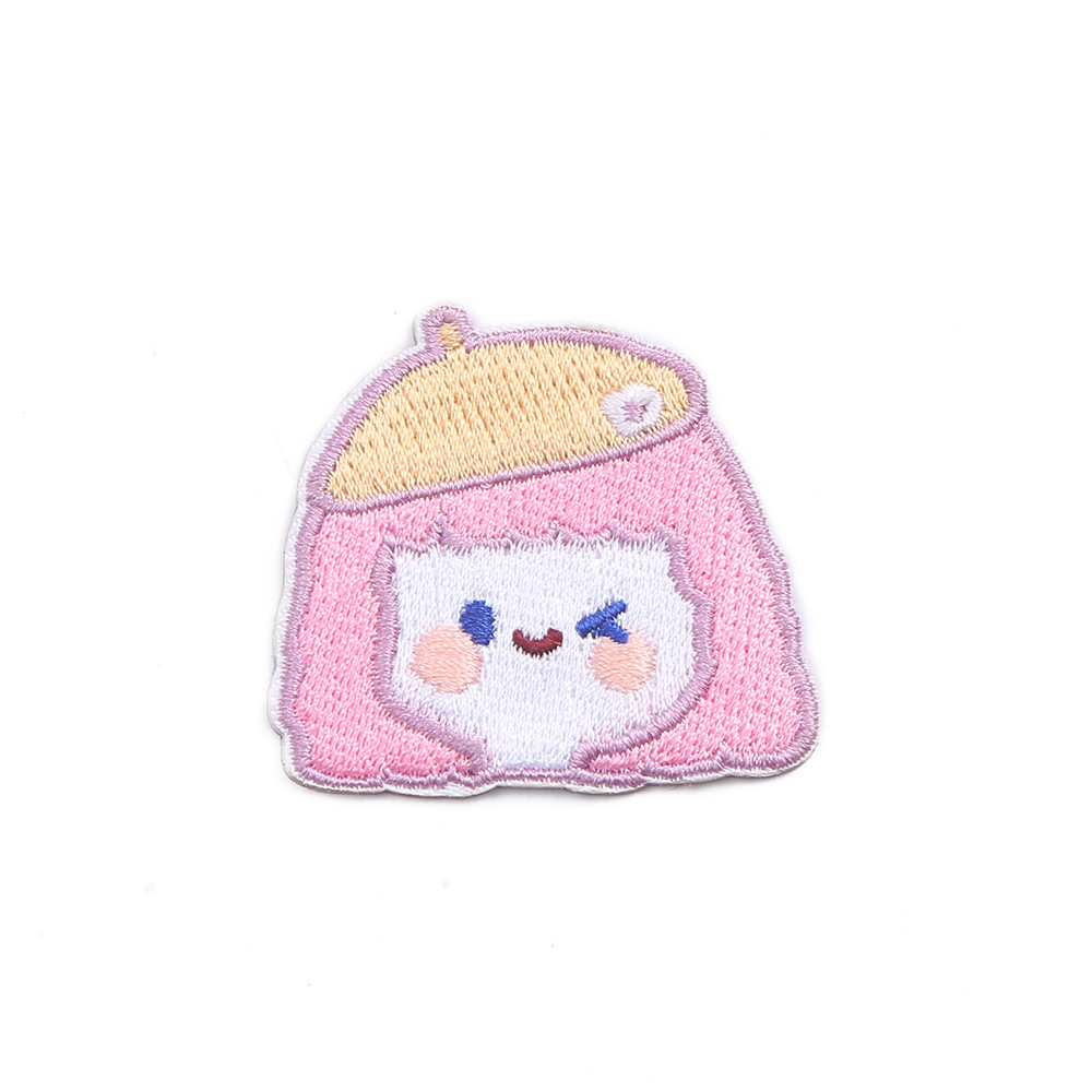 Cartoon Girl Head Portrait Embroidery Badge Self-adhesive Cloth Sticker - Image 9