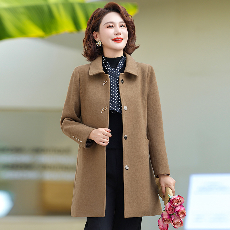Mid-length Wool Blazer Designed Specifically For Middle-aged And Older Women