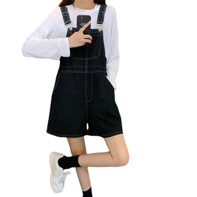 Denim Suspender Shorts Women's Summer Black - Shop at LoveMi
