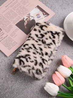 Creative Plush Coin Purse Fashion Leopard Print - Beige - View 1